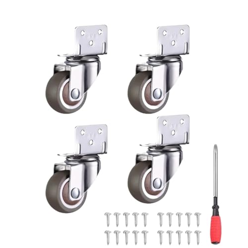 Schwerlastrollen Seitlich montierte Rollen for Möbel, L-förmiges Gummi-Set mit 4 Stück, 360-Grad-Feststell-Drehplatte(2 inch 4 Activity) von QWWQYDY