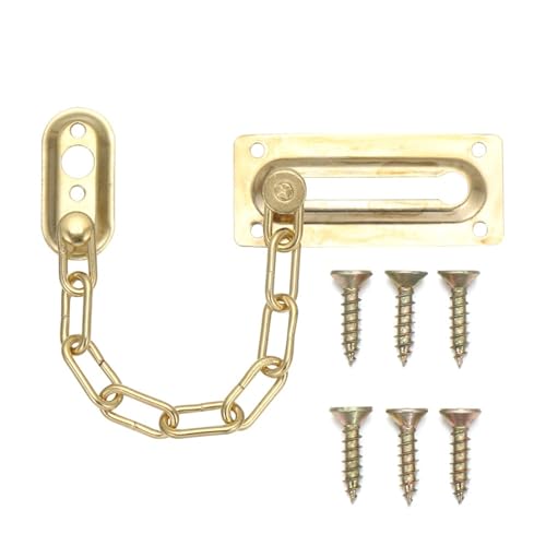 Türkete Sicherheits-Türkette, Messing-Schiebeverschluss, Türriegel, starke Schutzvorrichtung, Hardware, Sperrschloss, Riegel, Schiebe-Sicherheitskette(Gold) von QWWQYDY