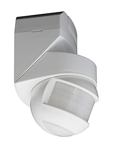 QWYEURO Bewegungsmelder mit externem Dämmerungssensor für Wand, Decke - PIR-Sensor drehbar einstellbar Max.12m/180º+360º(Weiß) von QWYEURO