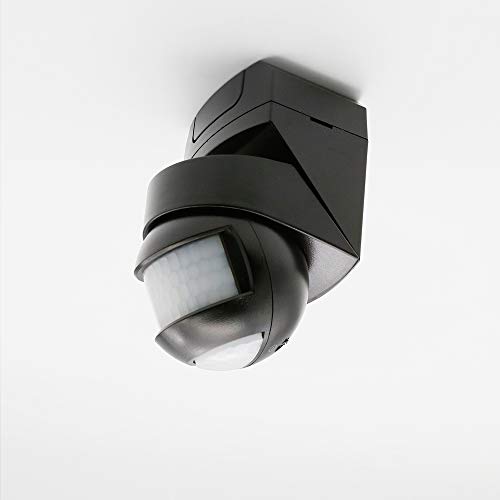 QWYEURO Bewegungsmelder mit externem Dämmerungssensor für Wand, Decke - PIR-Sensor drehbar einstellbar Max.12m/180º+360º(schwarz) von QWYEURO