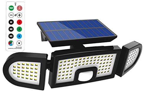 QWYEURO Solar Lights Outdoor with Motion Sensor, 3 Heads Security Lights Solar Powered, 125 LED Flood Light Motion Detected Spotlight von QWYEURO