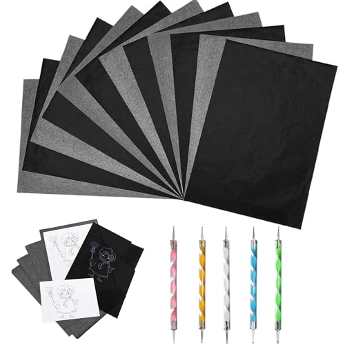 QXLXS 200PCS Blatt Pauspapier A4, schwarzes Graphitpapier zum Nachzeichnen von Zeichnungen auf Holzprojekten, Kohlepapier Schwarz Durchschlagpapier mit 5 Stück Doppelspitze Stift Set, Blatt Schwarzes QXLXS 200PCS Blatt Pauspapier A4, schwarzes Graphitpapier zum Nachzeichnen von Zeichnungen auf Holzprojekten, Kohlepapier Schwarz Durchschlagpapier mit 5 Stück Doppelspitze Stift Set, Blatt Schwarzes von QXLXS