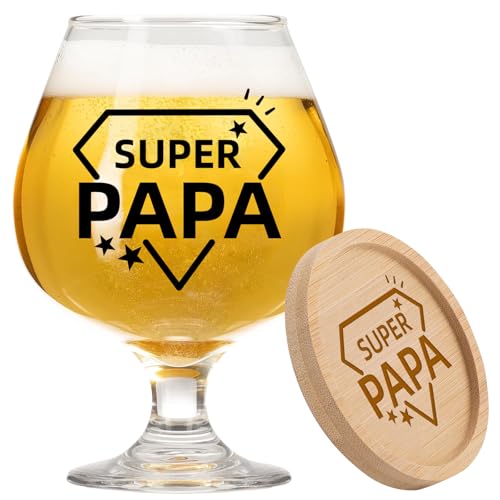 Vatertagsgeschenk für Papa Bierglas Geschenke Personalisiert 0.5 Liter Super Papa Geschenk Weihnachten Vatertag, Lustige Vater Geschenk Geburtstag von QXRXN