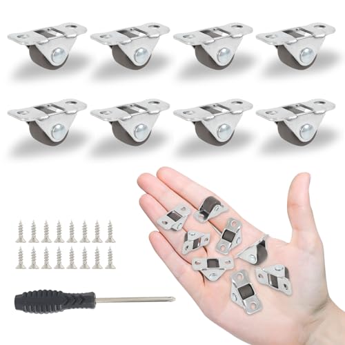 QXSKSLH 8 Stück 1/2 Zoll Kleine Lenkrollen Low Profile Self Adhesive Single Way Kleine Gummirollen mit Stahloberplatte für kleine Haushaltsgeräte, Möbel QXSKSLH 8 Stück 1/2 Zoll Kleine Lenkrollen Low Profile Self Adhesive Single Way Kleine Gummirollen mit Stahloberplatte für kleine Haushaltsgeräte, Möbel von QXSKSLH