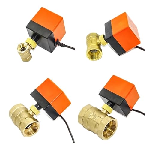 1/2" 3/4" 1" 2" motorisierter Kugelhahn 220V 12V 24V Messing elektrischer Kugelhahn Dreidraht- oder Zweileitungs-Messingkugelhahn(1-1/4",24VDC_CR02) von QXYSLHKC