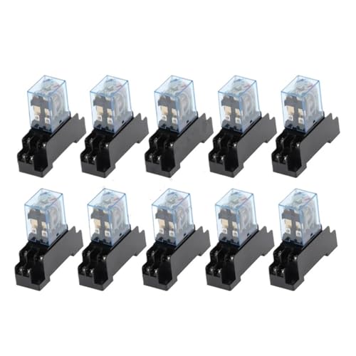 10 Sätze 12VDC 24VDC 110VAC 220VAC Spulenspannung Mini-Relais 8-polig DPDT 10A HH62P JQX-13F mit Sockelsockel(DC 12V) von QXYSLHKC