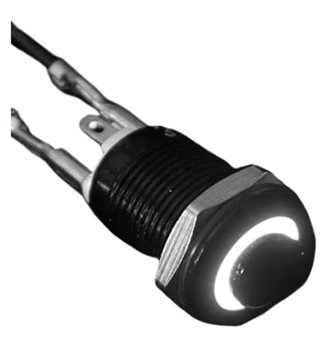 1NO Wasserdichter Metall-Druckknopfschalter mit hohem Kopf, LED-Licht, selbsthemmend/zurücksetzend, 3/6/12/24/220 V, 8/10/12/16 mm, oxidiertes Schwarz(White LED (1NO),3-6V_8MM(1NO)_SELF-LOCKING(1NO)) von QXYSLHKC