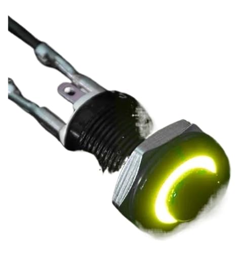 1NO Wasserdichter Metall-Druckknopfschalter mit hohem Kopf, LED-Licht, selbsthemmend/zurücksetzend, 3/6/12/24/220 V, 8/10/12/16 mm, oxidiertes Schwarz(Yellow LED (1NO),220V_16MM(1NO)_SELF-RESET(1NO)) von QXYSLHKC