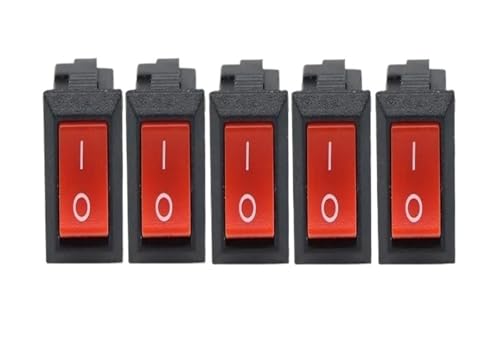 3/5/10Pcs KCD11-101 Push Button Switch 3A/250V schwarz Rot 10 * 15mm 2 PIN ON/OFF Wippschalter(5PCS Red) von QXYSLHKC