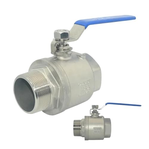 304 Edelstahl 2P Kugelhahn 1/4 3/8 1/2 "3/4" 1 "2" BSP Innen- und Außengewinde Wasser Gas Öl Schalter Fitting Adapter(3/4") von QXYSLHKC