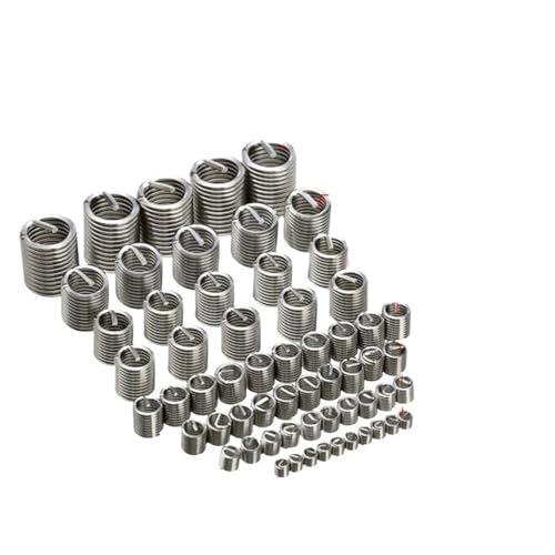 60 Stück M3 M4 M5 M6 M8 M10 M12 304 Edelstahl 2D Befestigungsgewindeeinsatz-Kit Hardware-Reparaturwerkzeug Spiraldrahthülsenschraube von QXYSLHKC