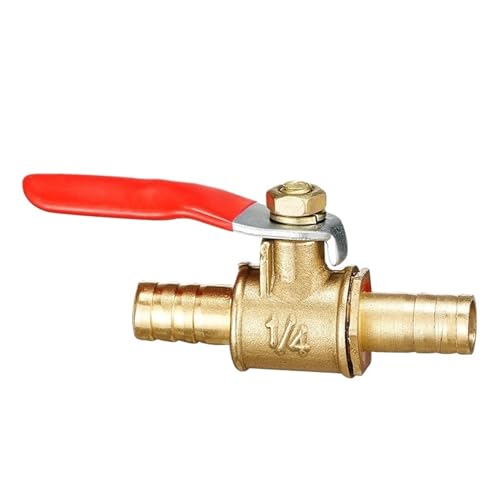 6mm-19mm 6-8 8-10 roter Griff kleines Ventil Schlauchtülle Inline Messing Wasser Öl Luft Gas Kraftstoffleitung Absperrkugelhahn Rohrverschraubungen(10mm Barb) von QXYSLHKC
