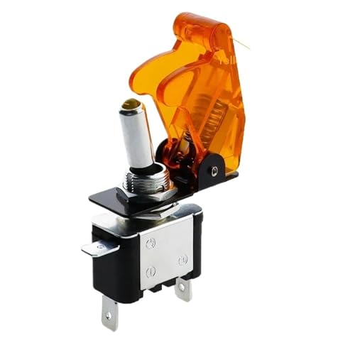 Auto Auto Boot LKW Beleuchteter LED-Kippschalter mit Sicherheitsflugzeug-Klappschutzabdeckung Rot Blau Grün Gelb 12V20A(Transparent yellow) von QXYSLHKC