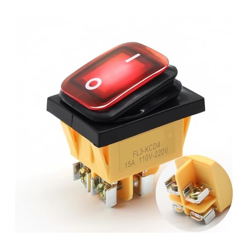 Ein/Aus 30A/250V Hochleistungs-4-poliger DPST IP67 wasserdicht versiegelt T85 Auto-Boot-Marine-Kippschalter mit LED 12V 220V 30x22(Screw foot Red,12 V) von QXYSLHKC