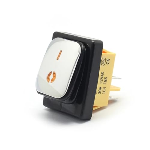 Ein/Aus 30A/250V Hochleistungs-4-poliger DPST IP67 wasserdicht versiegelt T85 Auto-Boot-Marine-Kippschalter mit LED 12V 220V 30x22(Stainless Yellow,12 V) von QXYSLHKC