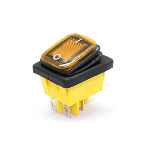 Ein/Aus 30A/250V Hochleistungs-4-poliger DPST IP67 wasserdicht versiegelt T85 Auto-Boot-Marine-Kippschalter mit LED 12V 220V 30x22(Yellow,6 V) von QXYSLHKC