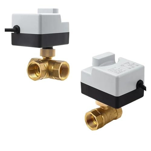 Motorisierter Messing-Kugelhahn, 3-adrig, zweifach gesteuert, elektrischer Antrieb, AC220V, 3 Wege/2 Wege, DN15 DN20 DN25 DN32 DN40 mit manuellem Schalter(DN50,AC 220V_CR02) von QXYSLHKC