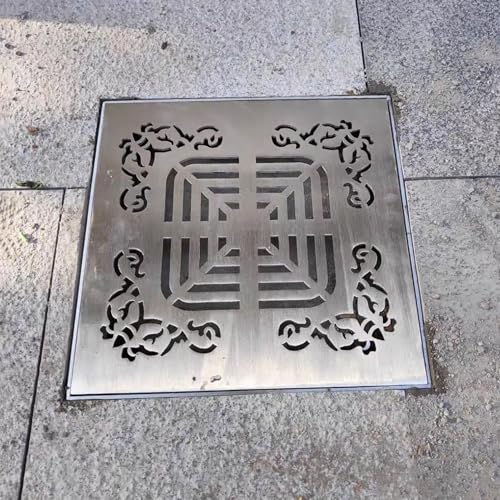 QYANPEN Grille de Drainage carrée Pour extérieur 10 x 10 cm, 15 x 15 cm, 20 x 20 cm, 25 x 25 cm, 30 x 30 cm Avec Base, couvercle de Drainage extérieur Durable en Acier inoxydable 304 Pour Jardin (2 von QYANPEN