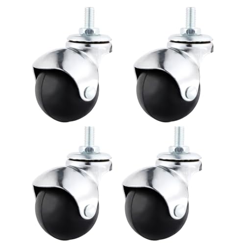 Schwenkbare Kugelrolle, Kugelrolle, Hochleistungs-Plattenschwenkrad, für Möbel, Schränke, Küchenwagen, 4 Stück, Gewinde, 1,5 Zoll von QYANPEN