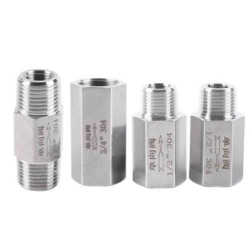 1 Stück 304 Edelstahl 1/8 Zoll 1/4 Zoll Stahl Außen-/Innengewinde PT-Gewinde Sechskant Direktes Rückschlagventil Inline Einweg-Rückschlagventil(Female(In) Male(Out),3/4") von QYCWHXVDF