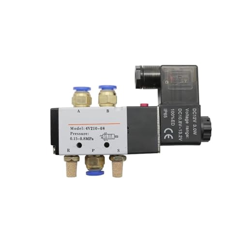 1 stück Pneumatisches Elektrisches Magnetventil 5-Wege-2-Positionen-Steuerluft-Gas-Magnetventil 12 V 24 V 220 V Spulenspannung 4 mm-12 mm(Black,AC220) von QYCWHXVDF