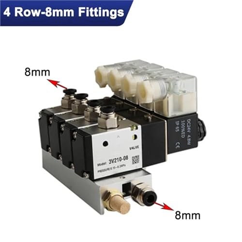 1pc 220V24V Multi Option 3V210-08 Pneumatische Magnetventil Block Mit Schalldämpfer Fitting Basis Verteiler 2/3/4/5/6 Reihe 3Port(4 Row 8mm fitting,DC12V) von QYCWHXVDF