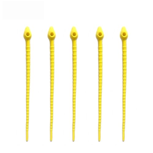 5 stücke 18 cm Lebensmittelqualität Reusable Multifunktionale Silikon Kabelbinder Seil Datenkabel Lagerung Kabel Organizer(Yellow 5pcs) von QYCWHXVDF