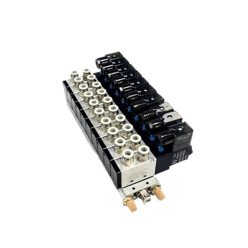 AC110V/220V Multi Option 4V210-08 Pneumatische Magnetventil Block Mit Schalldämpfer Fitting Basis Verteiler 2/3/4/6Way(10 ROW,AC110V w 8mm) von QYCWHXVDF