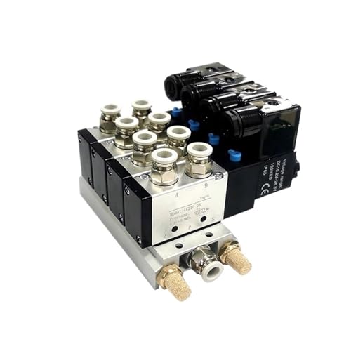 AC110V/220V Multi Option 4V210-08 Pneumatische Magnetventil Block Mit Schalldämpfer Fitting Basis Verteiler 2/3/4/6Way(4 ROW,AC110V w 6mm) von QYCWHXVDF