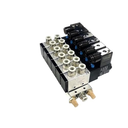 AC110V/220V Multi Option 4V210-08 Pneumatische Magnetventil Block Mit Schalldämpfer Fitting Basis Verteiler 2/3/4/6Way(6 ROW,AC110V w 12mm) von QYCWHXVDF
