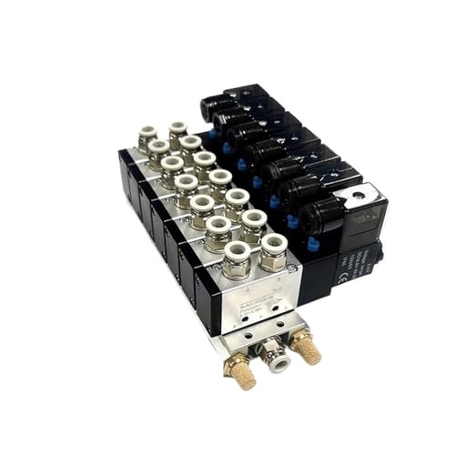 AC110V/220V Multi Option 4V210-08 Pneumatische Magnetventil Block Mit Schalldämpfer Fitting Basis Verteiler 2/3/4/6Way(7 ROW,AC110V w 8mm) von QYCWHXVDF