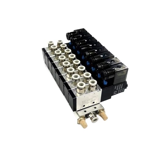 AC110V/220V Multi Option 4V210-08 Pneumatische Magnetventil Block Mit Schalldämpfer Fitting Basis Verteiler 2/3/4/6Way(8 ROW,AC110V w 6mm) von QYCWHXVDF