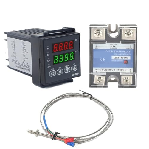 Digitaler Temperaturregler Thermostat Typ K SSR-Ausgang 40DA SSR-Relais K/J-Schraube M6 1 m Thermoelementsonde(Set 2 K) von QYCWHXVDF