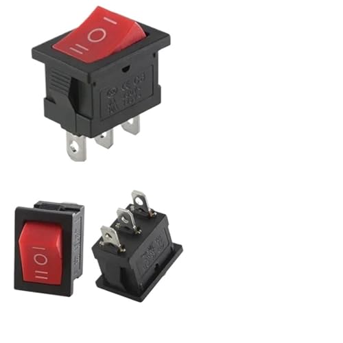 QYCWHXVDF 10/30/100Pcs Snap-in Boot Wippschalter Toggle Power ON-Off 2/3/4 Pin AC 250V 6A 125V 10A 2Pin Position Snap Schalter(Red 3Pin ON-Off-ON,100 PCS) von QYCWHXVDF