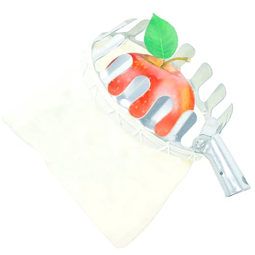 QYDMIN Obstpflücker Erntehelfer mit Stoffbeutel(Ø16 cm), Edelstahlgriff zum Ernten Äpfeln Kirschen Beeren Obsternter Praktischer von QYDMIN