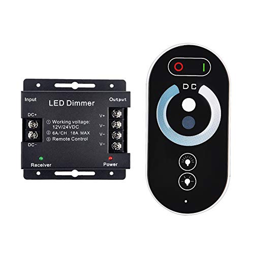 INHDBOX LED Dimmer 12V / 24V Stufenlose Touch-Dimmer mit LED Fernbedienung Dimmer Steuerung Dimmer Steuerung Dimmer bis 18A Regler Kontroller für LED Strip und Alle Dimmbaren LED Lampen 12V/24V von INHDBOX