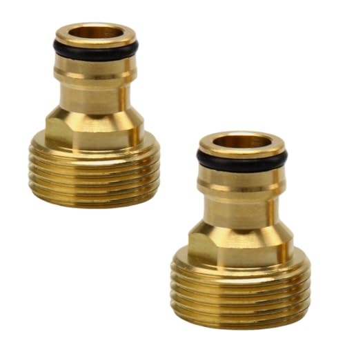 QYHON 2 Stück1 Gartenhahn Adapter Wasserhahn Messing, Gartenschlauch Adapter, Gardena Kupplung, Schlauchanschluss, Schlauchverbinder für Gewindehahn von QYHON