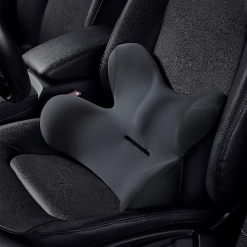 QYILAY Ergonomisches Lendenkissen Auto, Memory-Schaum lordosenstütze rückenkissen, füllt die Lücke zwischen Sitz und Rückenlehne, ideal für Autosit, Bürostuhl und Rollstuhl.(Schwarz) von QYILAY