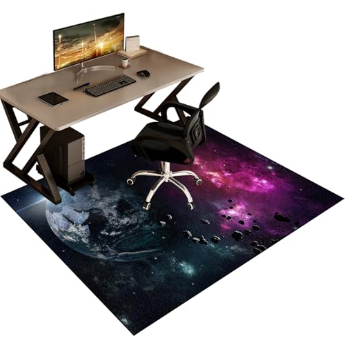 Gaming Stuhl Unterlage Bodenschutzmatte Bürostuhl Teppich Kratzfest für Parkett und Hartböden, rutschfest Bodenmatte für Rollstühle, Bürostuhl Unterlage für Stühle Hohe Dichte Anti-Silp 70 x 80 cm von QYJBOUU