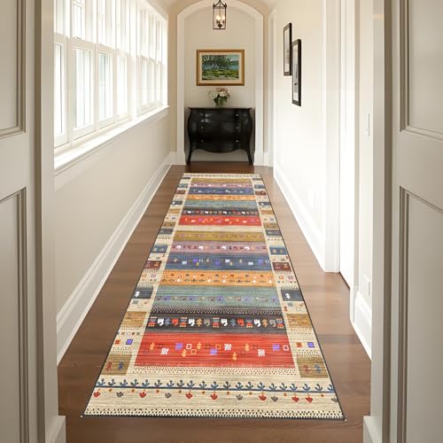 Teppich Läufer Flur Küchenteppich rutschfest Waschbar Flurläufer Modern, Küchenläufer Carpet Fussmatte Innen, Teppichläufer für Küche Flur Eingang Wohnraum Teppichläufer Lange Fußmatte 100 x 450 cm von QYJBOUU