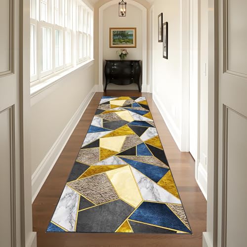 Teppich Läufer Flur Küchenteppich rutschfest Waschbar Flurläufer Modern, Küchenläufer Carpet Fussmatte Innen, Teppichläufer für Küche Flur Eingang Wohnraum Teppichläufer Lange Fußmatte 120 x 300 cm von QYJBOUU