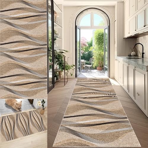 Teppich Läufer Flur Lang Küchenteppich rutschfest Teppichläufer 40 x 200 cm, Kitchen Läufer Teppiche Küchenläufer Flur Fußmatte Entryway Runner Teppich Wohnzimmer Schlafzimmer Korridor Runner Rug von QYJBOUU
