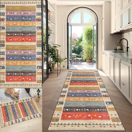 Teppich Läufer Flur Lang Küchenteppich rutschfest Teppichläufer 60 x 180 cm, Kitchen Läufer Teppiche Küchenläufer Flur Fußmatte Entryway Runner Teppich Wohnzimmer Schlafzimmer Korridor Runner Rug von QYJBOUU