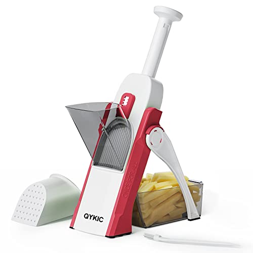 QYKIC Gemüseschneider, ONCE FOR ALL Verstellbar Gemüsehobel Mandoline Vegetable Slicer Kartoffelschneider Zwiebelschneider von QYKIC