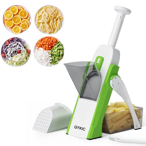 QYKIC Gemüseschneider, ONCE FOR ALL Verstellbar Gemüsehobel Mandoline Vegetable Slicer Kartoffelschneider Zwiebelschneider von QYKIC