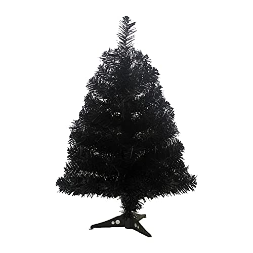 QYLJZB 60 cm Halloween Schwarz Künstlicher Weihnachtsbaum PVC Künstlicher Kiefer Baum Saisonale Urlaub Dekoration Baum Schwarz Künstlicher Baum für Home Office Party von QYLJZB