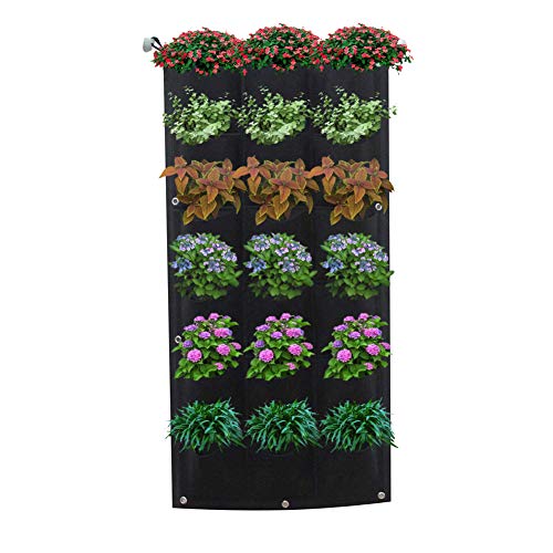 QYLJZB Hängende Garten Pflanztaschen mit 18 Taschen, Vertikale Wandbehang Blumentopf Tasche für Wand Garten Blume, Indoor Outdoor Hof Balkon Pflanzen Blume von QYLJZB