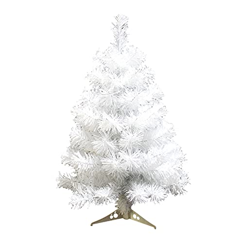 QYLJZB Künstlicher Weihnachtsbaum, Tisch-Weihnachtsbaum, Tannenbaum mit PVC-Bein, Standfuß für Zuhause, Büro, Urlaub, Dekoration, 60 cm, Weiß von QYLJZB