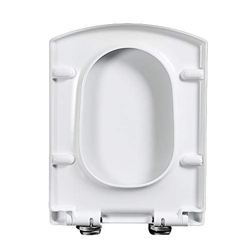 QYLJZB Multifunktionaler Toilettensitz mit geräuscharmer Schließung, rechteckig, dick, leise, Badzubehör, abnehmbar, kompatibel mit allen handelsüblichen Toilettenschüsseln von QYLJZB