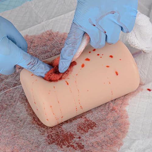 QYLTTDM Wundversorgung, Wundmodelle, Blutungskontroll-Tourniquet-Trainer, Wundpackungs- Und Tourniquet-Trainer-Set, Übungen Zum Nähen Von Blutungen, Silikonmaterial, Erste-Hilfe-Training Zum Stoppen von QYLTTDM